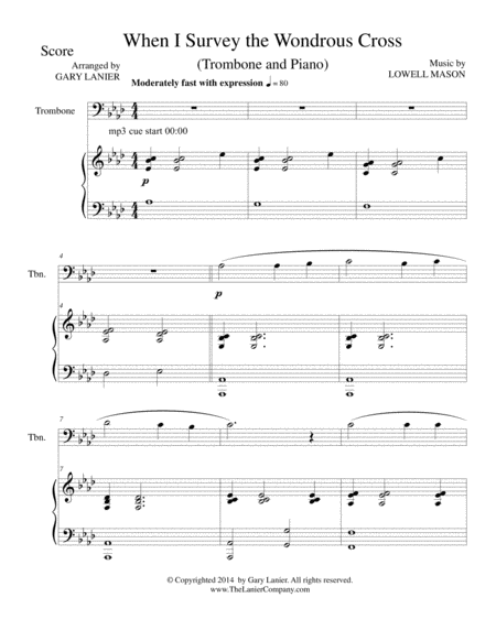 EASTER Trombone (6 Easter hymns for Trombone & Piano with Score/Parts) image number null