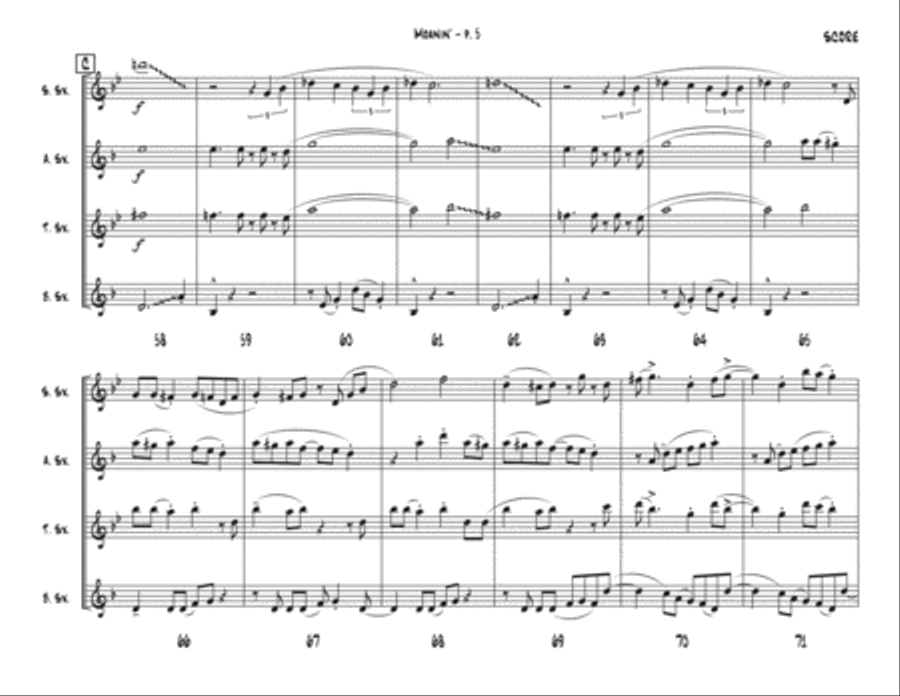 Moanin' Saxophone Quartet scores gallery preview page 5