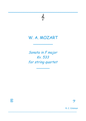 Book cover for Mozart Sonata kv. 533 for String quartet