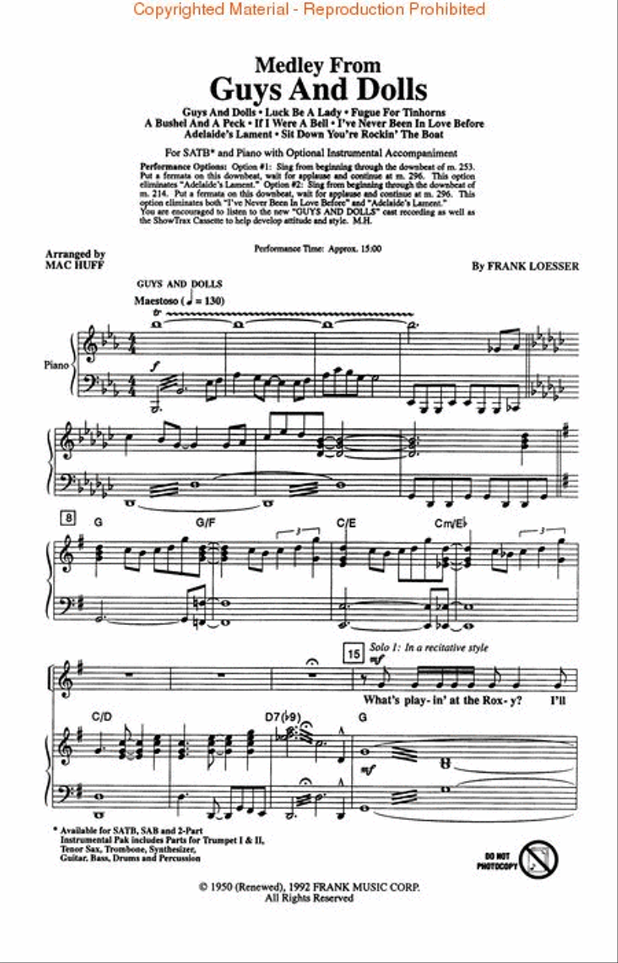 Guys and Dolls (Medley) 4-Part scores gallery preview page 2