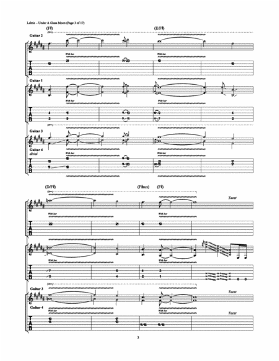 Under a Glass Moon Under a Glass Moon Electric Guitar scores gallery preview page 3
