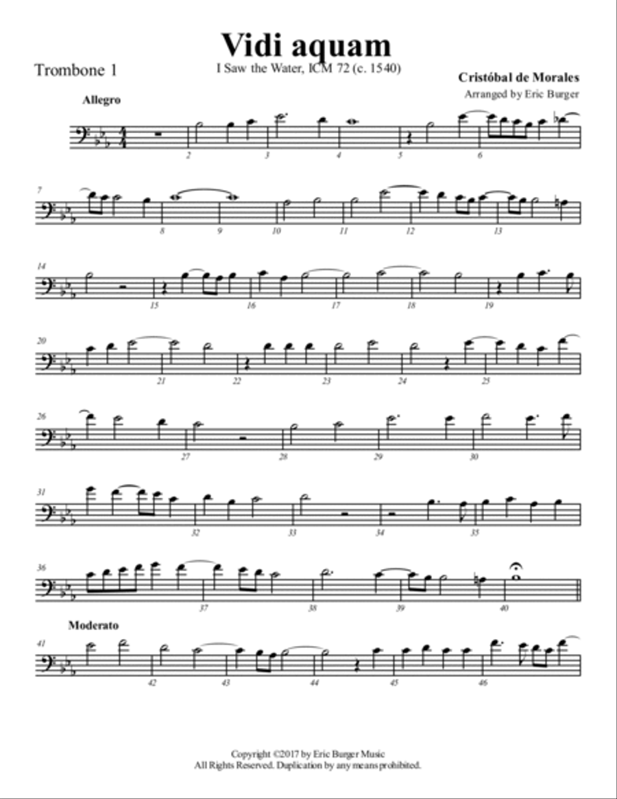 Vidi Aquam for Trombone or Low Brass Quartet Brass Quartet scores gallery preview page 5
