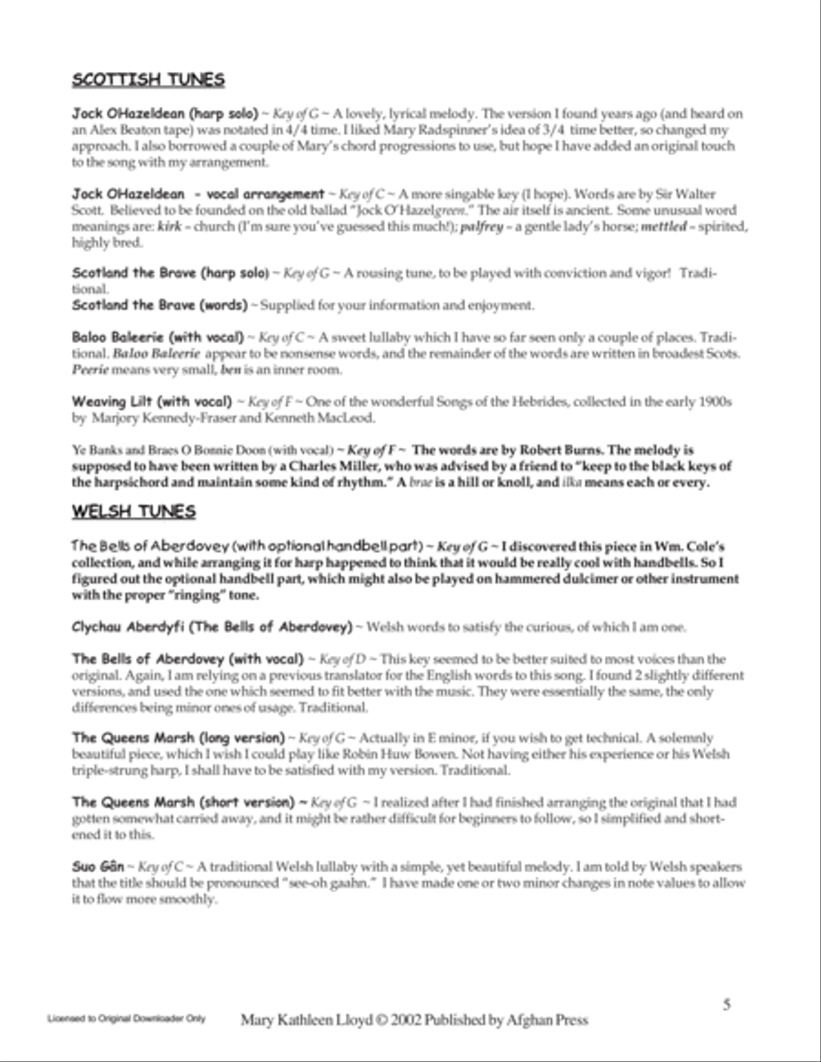A Harper's Celtic Folk Song Book Harp scores gallery preview page 6