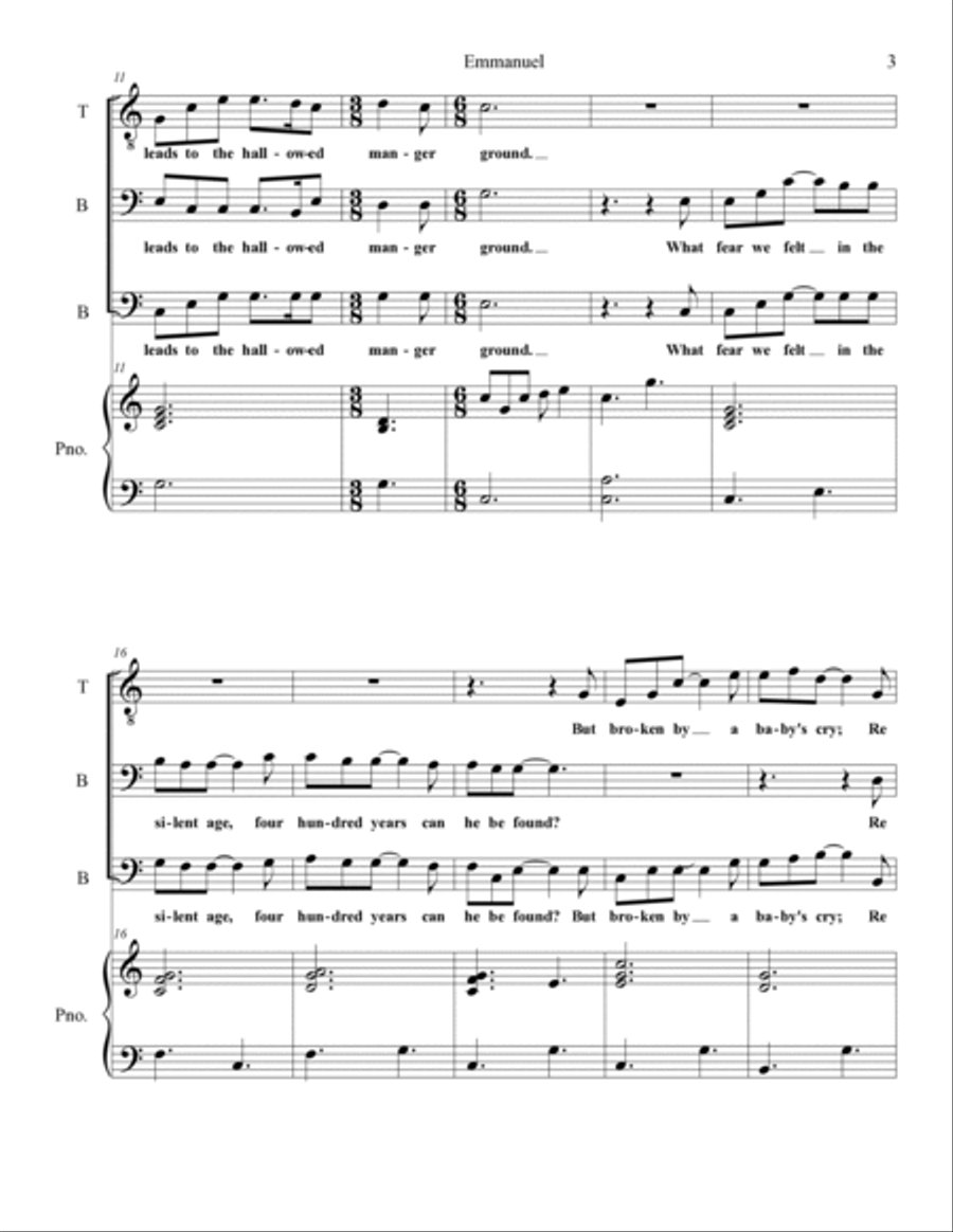 Emmanuel (hallowed Manger Ground) Choir scores gallery preview page 3