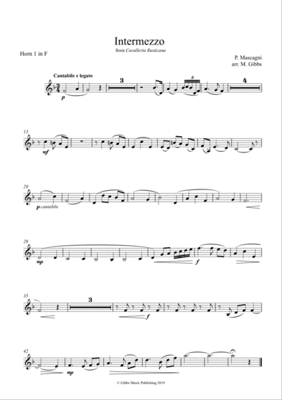 Intermezzo from 'Cavalliera Rusticana' Brass Ensemble scores gallery preview page 5