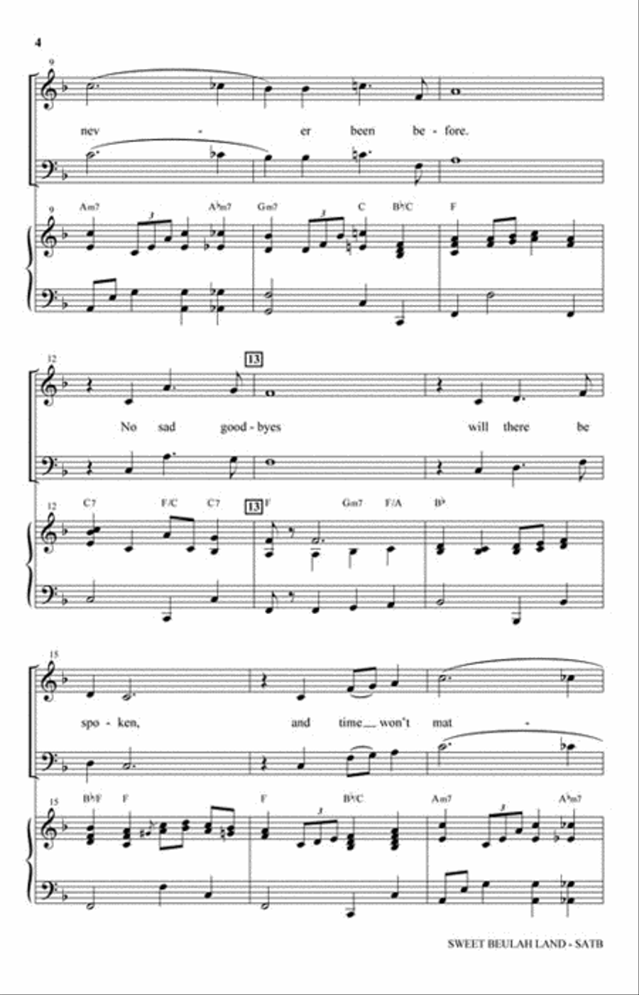 Sweet Beulah Land (from Gospel Voices) 4-Part scores gallery preview page 3