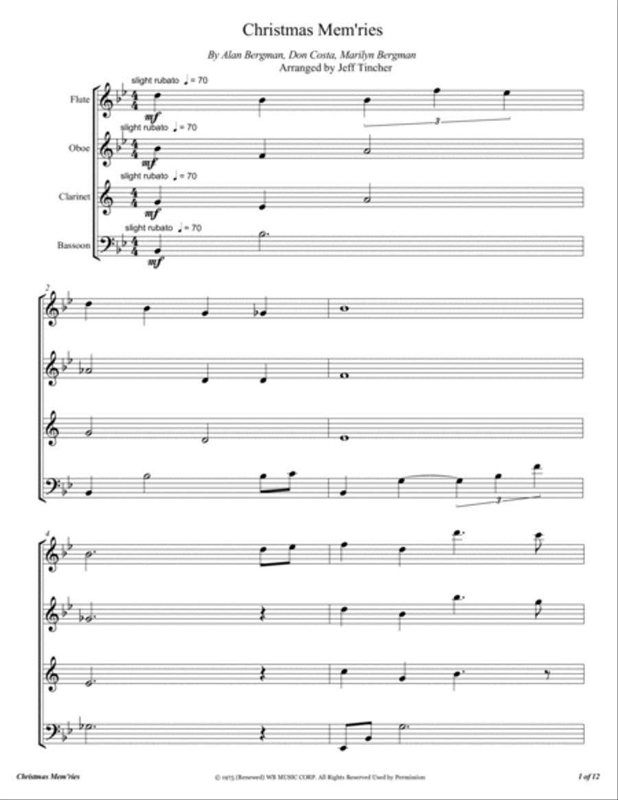 Christmas Mem'ries Woodwind Quartet scores gallery preview page 2