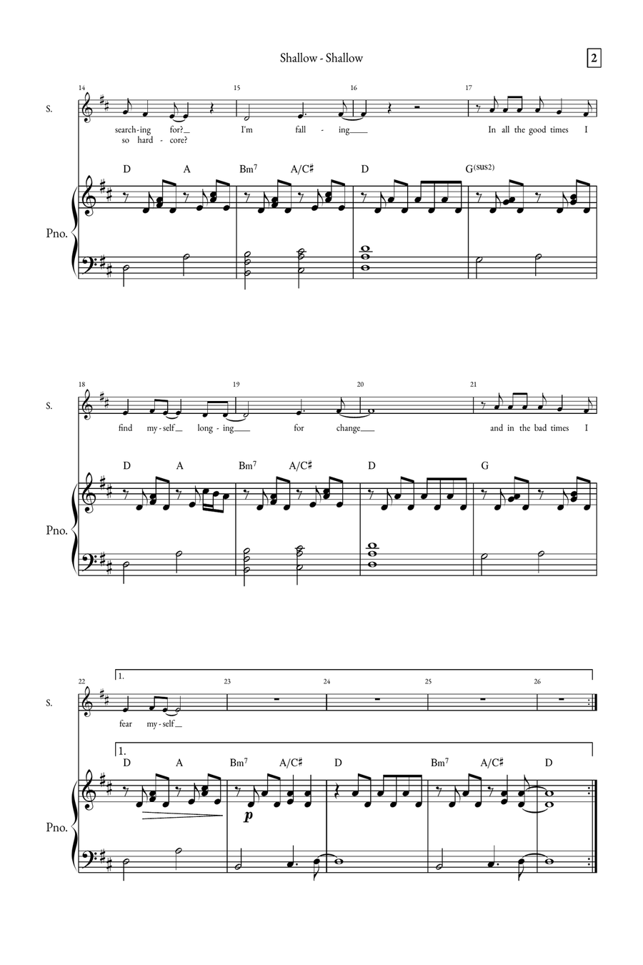 Shallow A Cappella scores gallery preview page 2