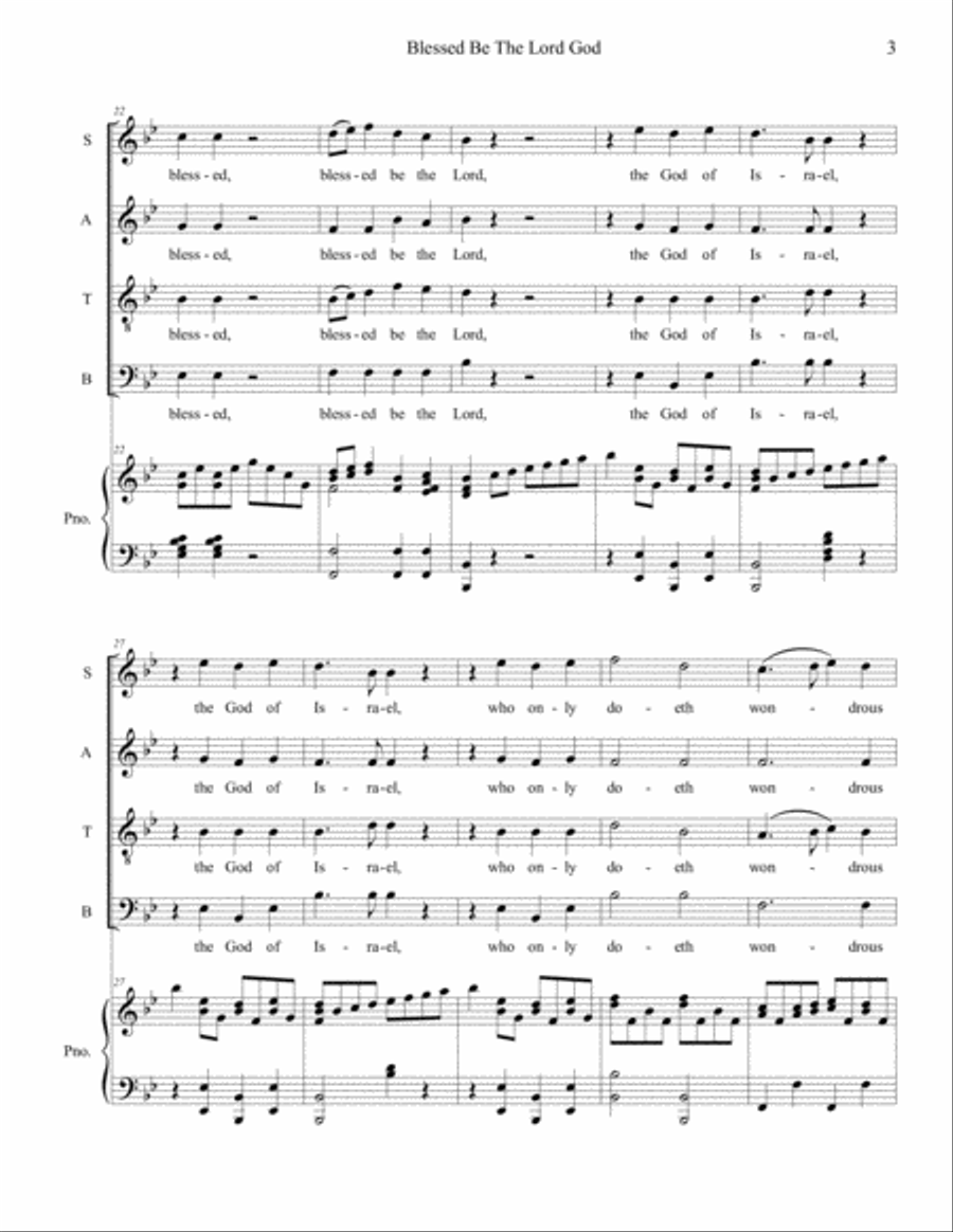 Blessed Be The Lord God 4-Part scores gallery preview page 3