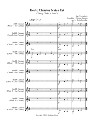 Hodie Christus Natus Est (2 Clarinet Quintets)
