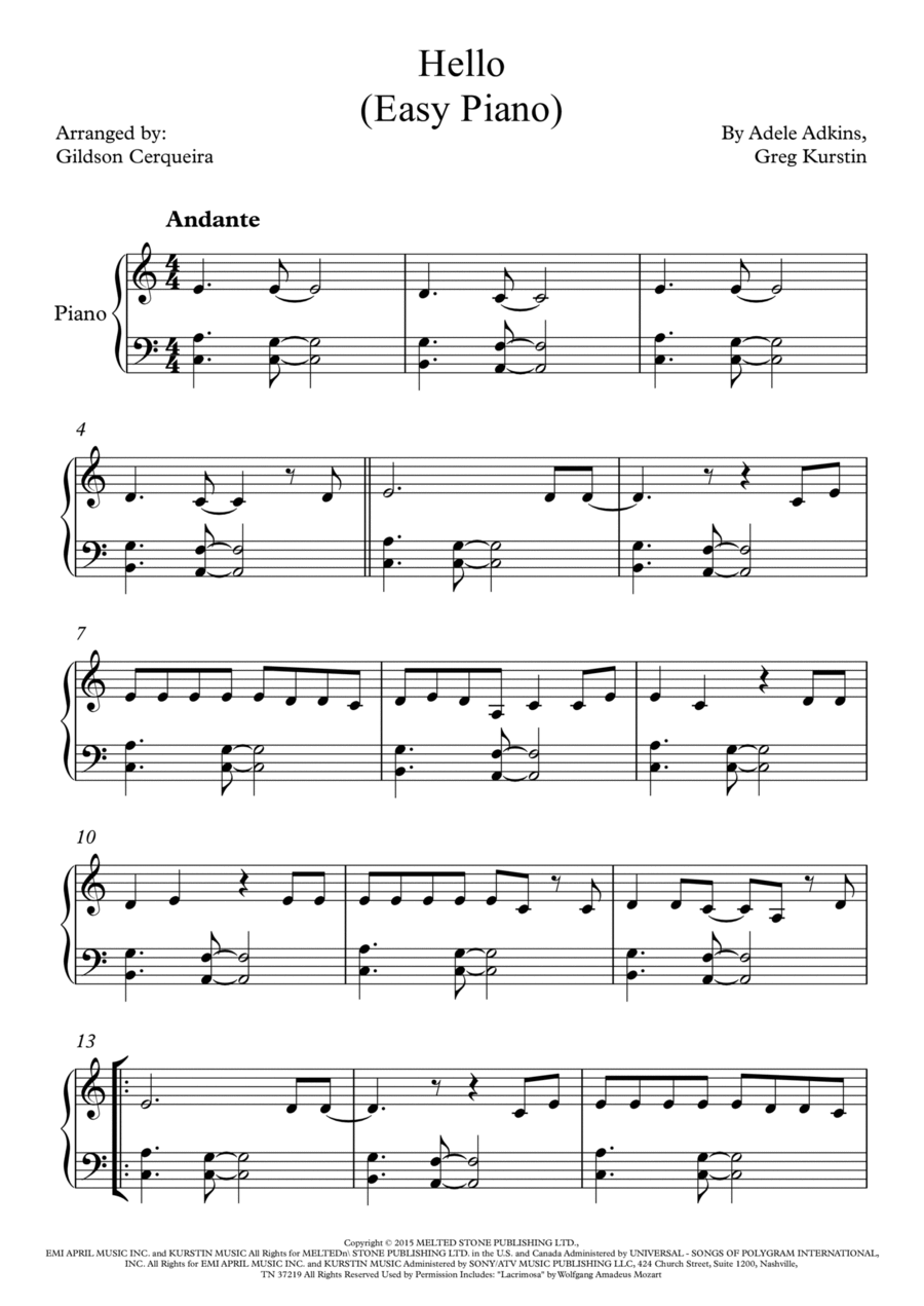 Hello Piano Solo scores gallery preview page 1