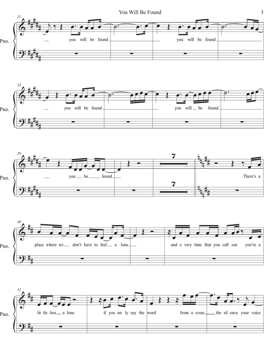 You Will Be Found Easy Piano scores gallery preview page 3