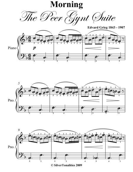 Morning Peer Gynt Suite Easy Piano Sheet Music