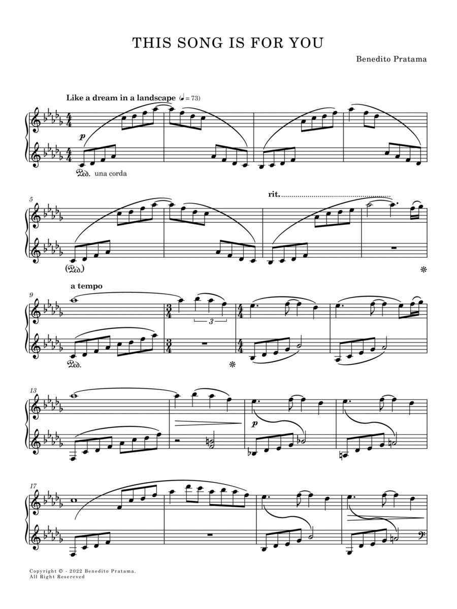 This Song is For You Piano Solo scores gallery preview page 1