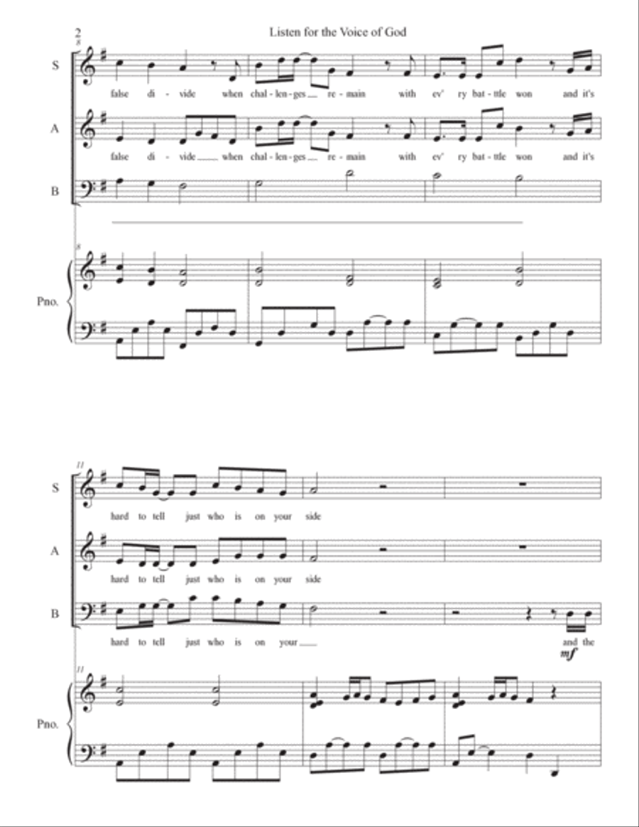 Listen for the Voice of God 3-Part scores gallery preview page 4