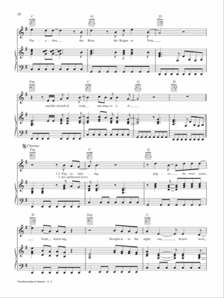 The Barricades of Heaven The Barricades of Heaven Piano, Vocal, Guitar scores gallery preview page 4