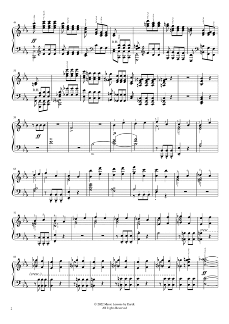 Symphony No. 5 (HARD PIANO) C minor, Op. 67 [Ludwig van Beethoven] Piano Solo scores gallery preview page 2