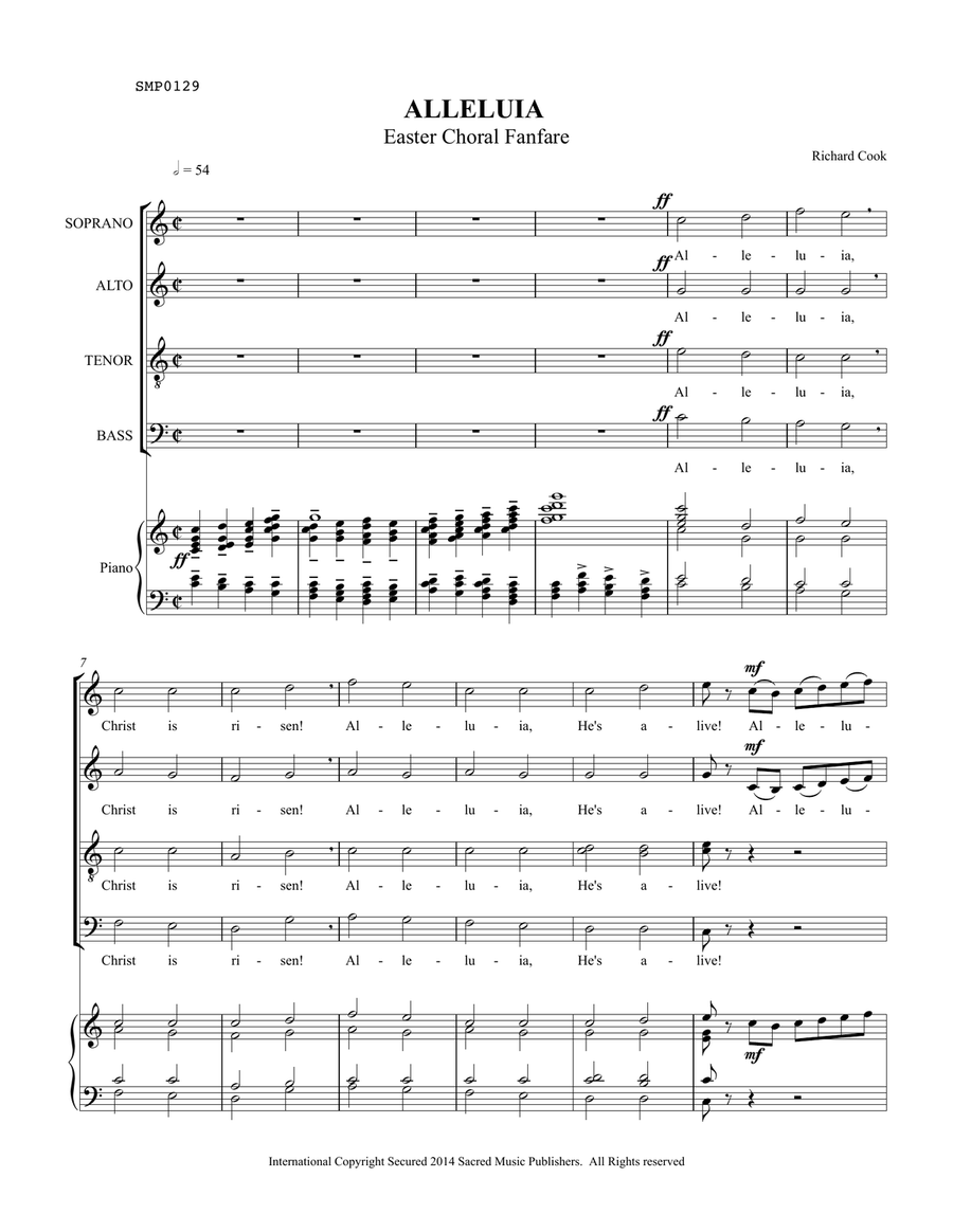 Alleluia Easter Choral Fanfare PIANO VOCAL 4-Part scores gallery preview page 2