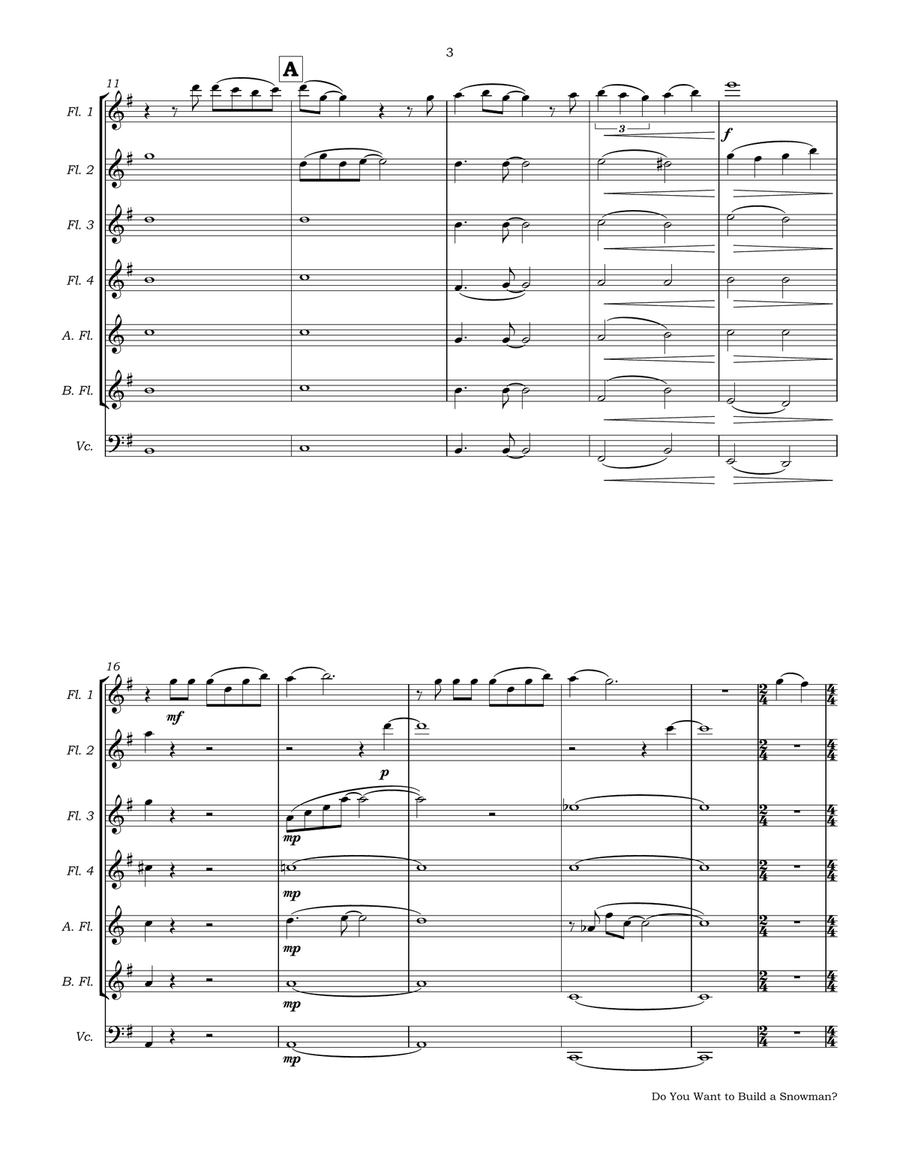Do You Want To Build A Snowman? Flute Choir scores gallery preview page 6