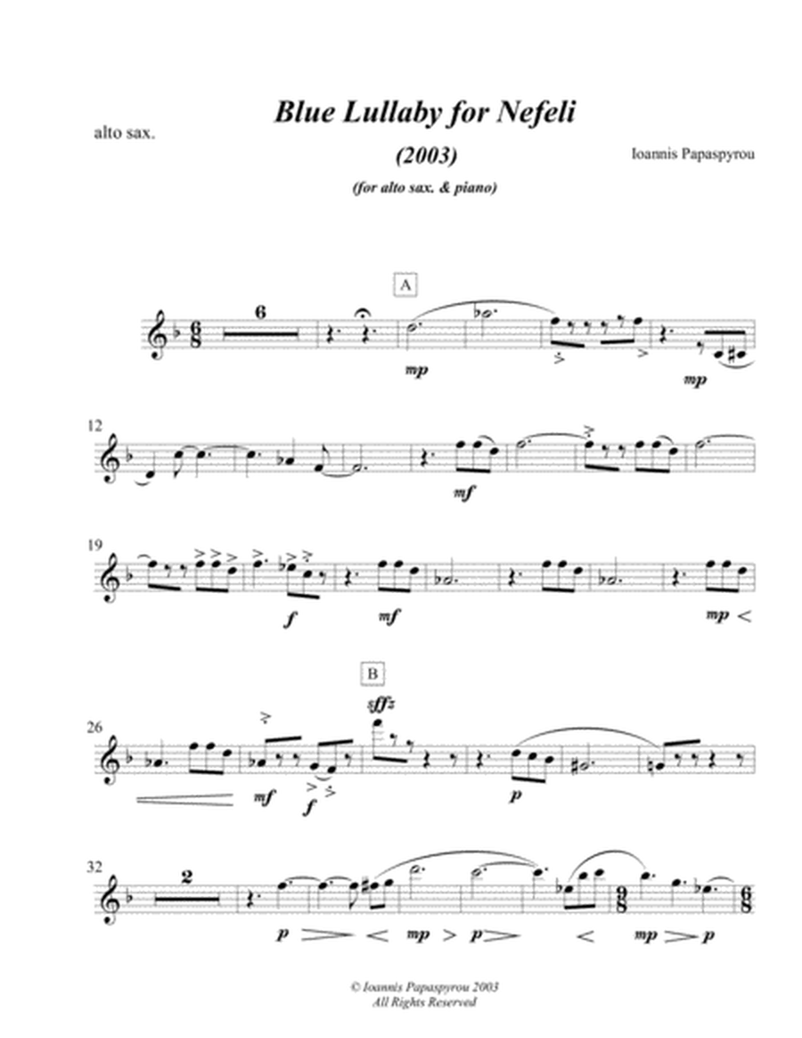 "Blue Lullaby for Nefeli" (2003), for alto saxophone & piano image number null