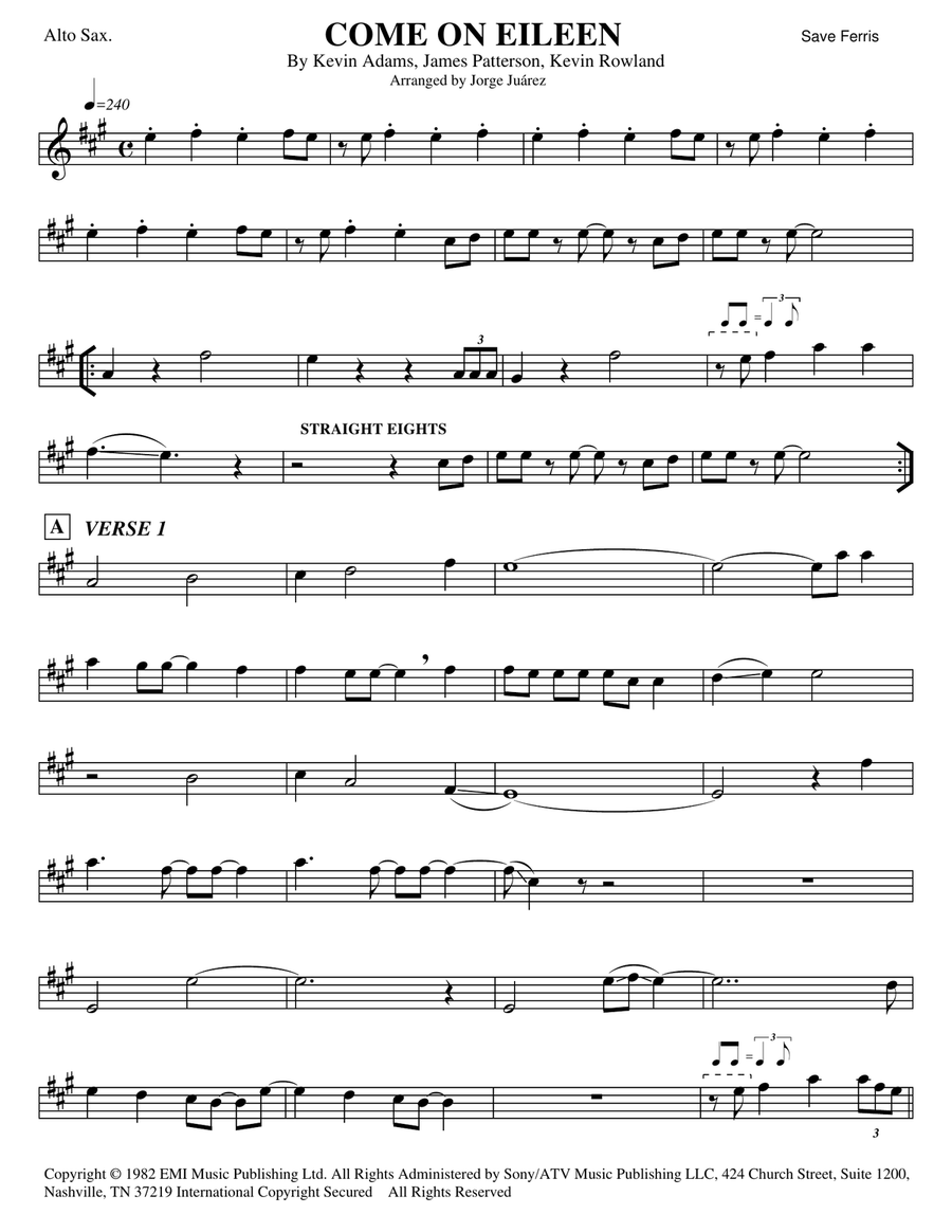 Come On Eileen Alto Saxophone scores gallery preview page 1