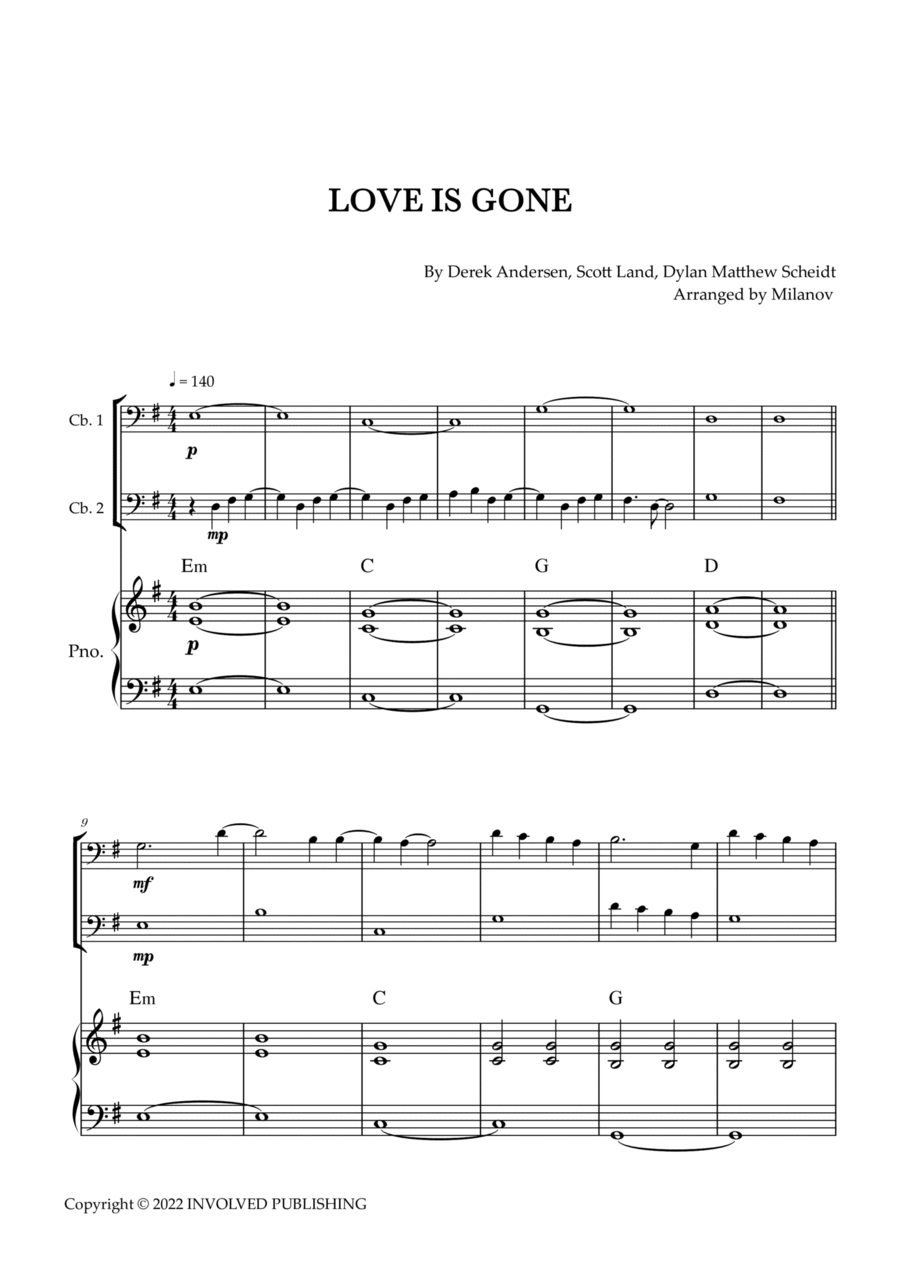 Love Is Gone String Duet scores gallery preview page 1
