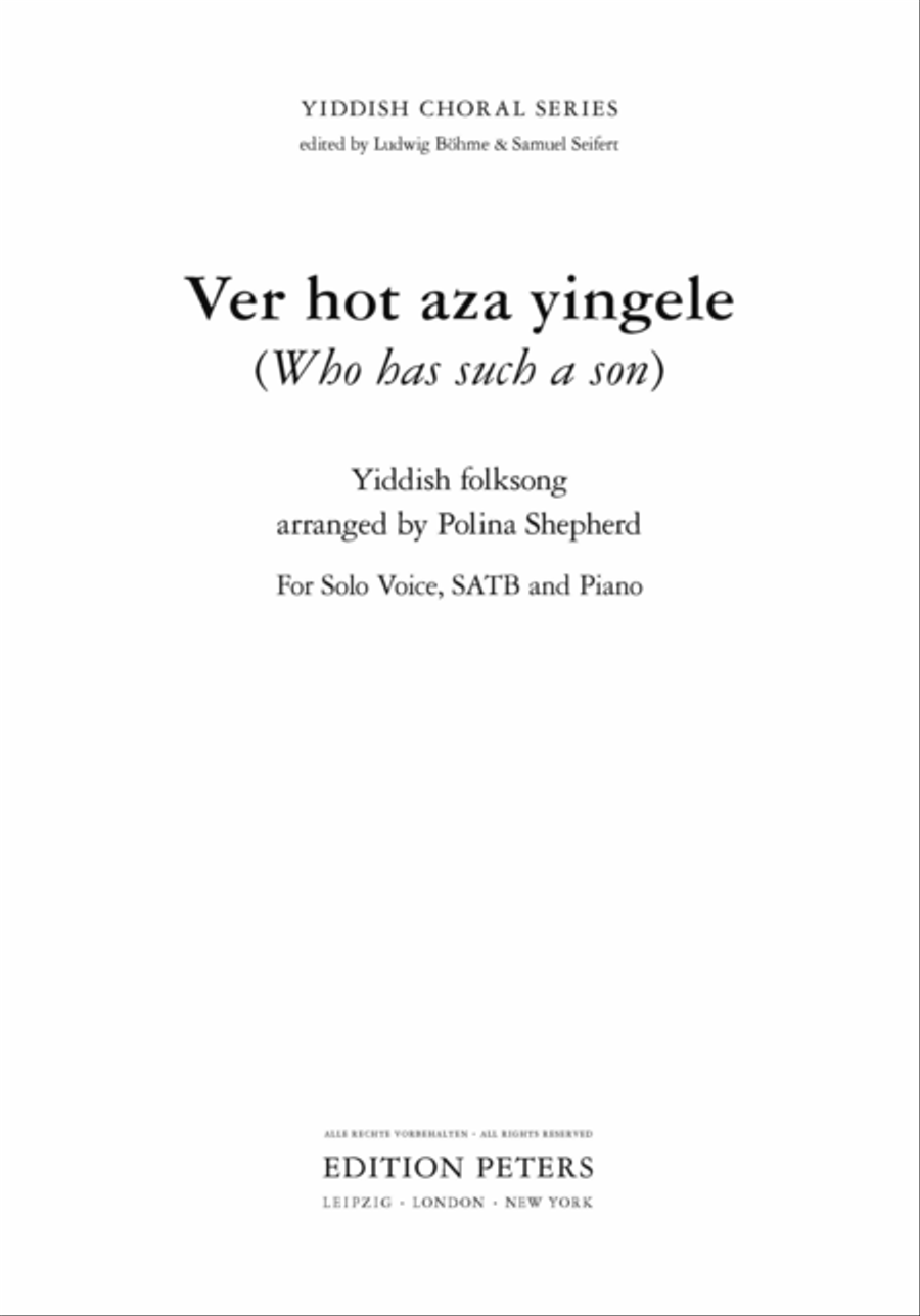 Ver hot aza yingele (Who has such a son) 4-Part scores gallery preview page 2