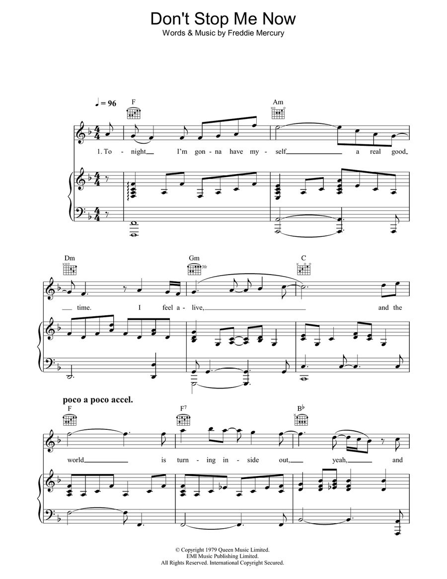 Don't Stop Me Now Acoustic Guitar scores gallery preview page 1