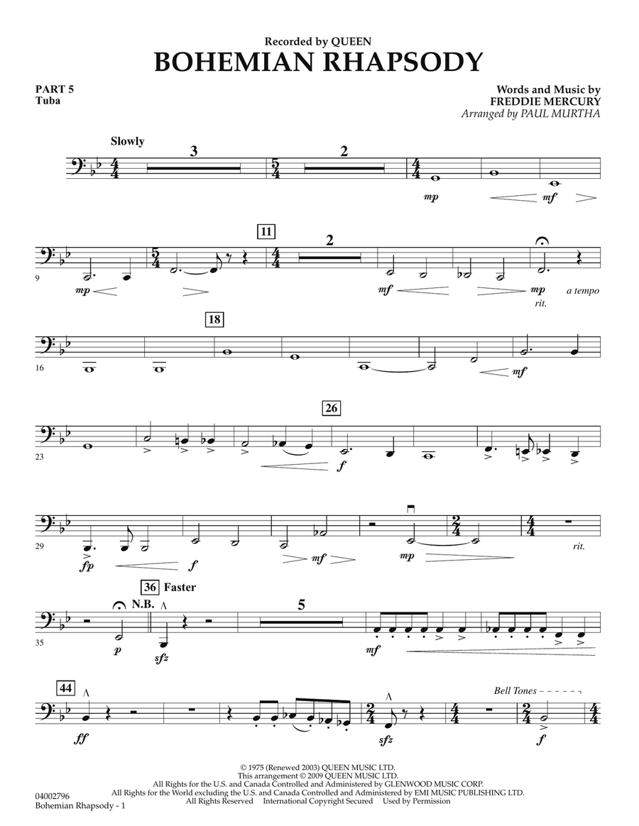Bohemian Rhapsody - Pt.5 - Tuba Concert Band scores gallery preview page 1