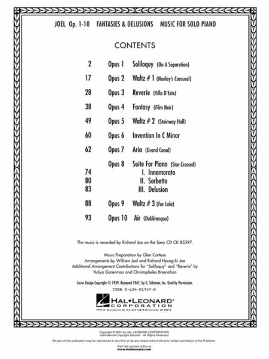 Billy Joel – Fantasies & Delusions Piano Solo scores gallery preview page 4