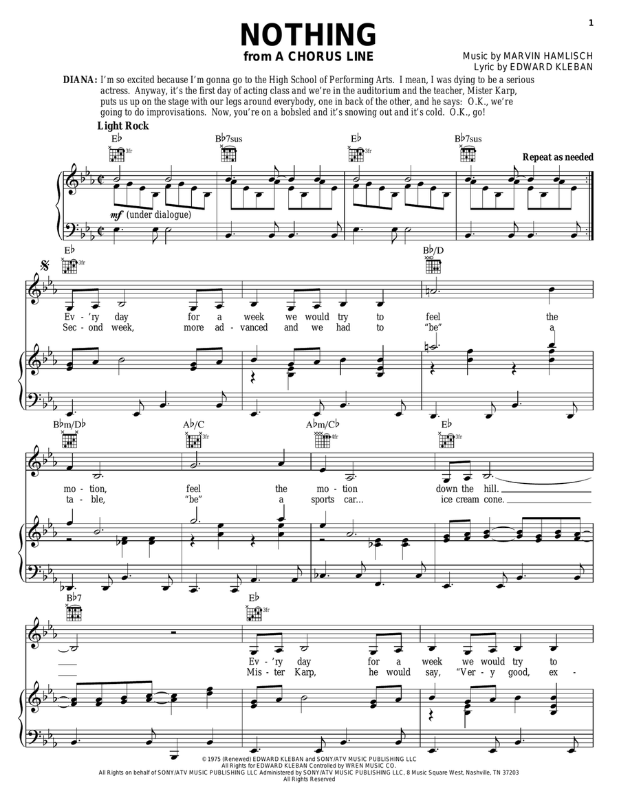 Nothing Piano, Vocal, Guitar scores gallery preview page 1