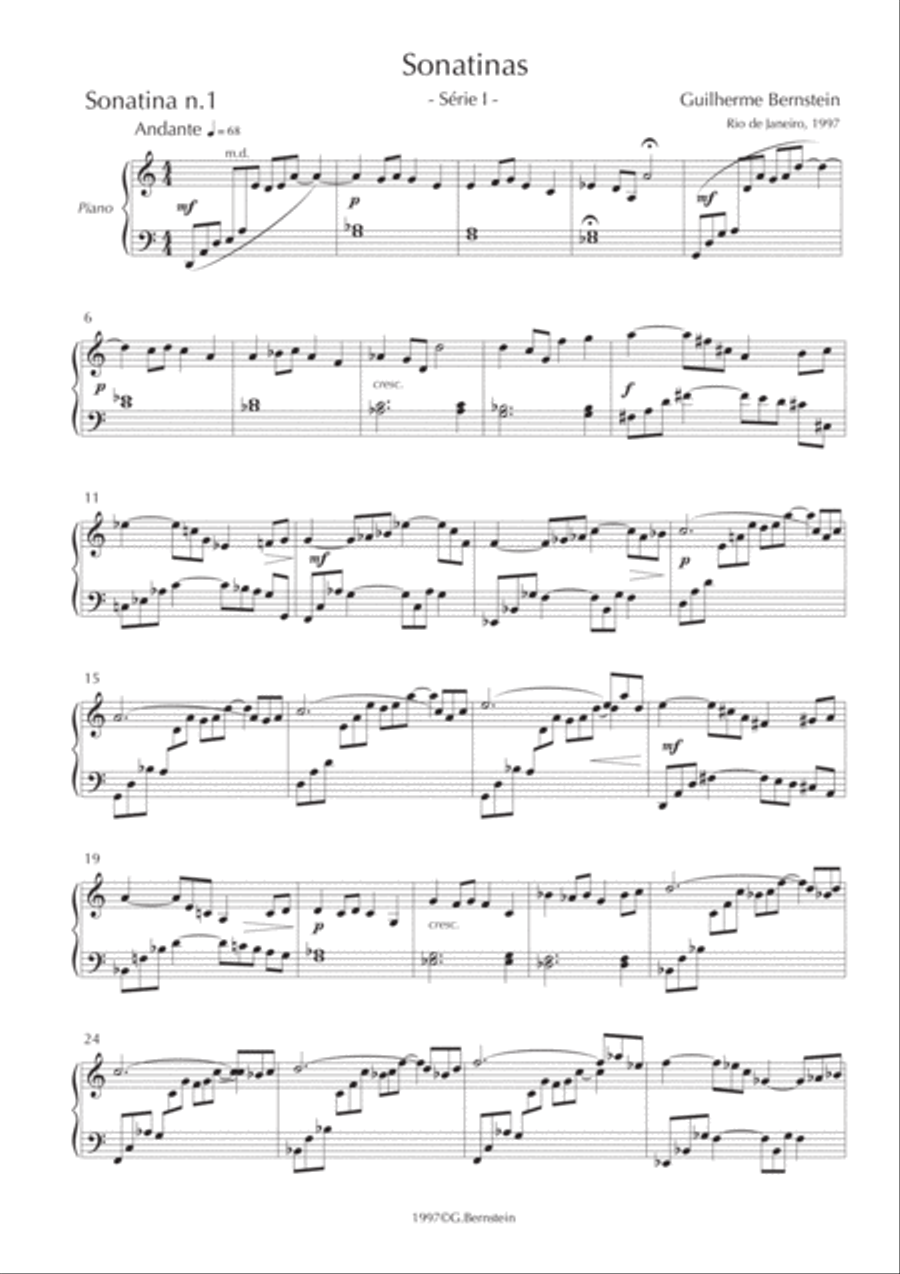 Sonatinas by Guilherme Bernstein Easy Piano scores gallery preview page 3