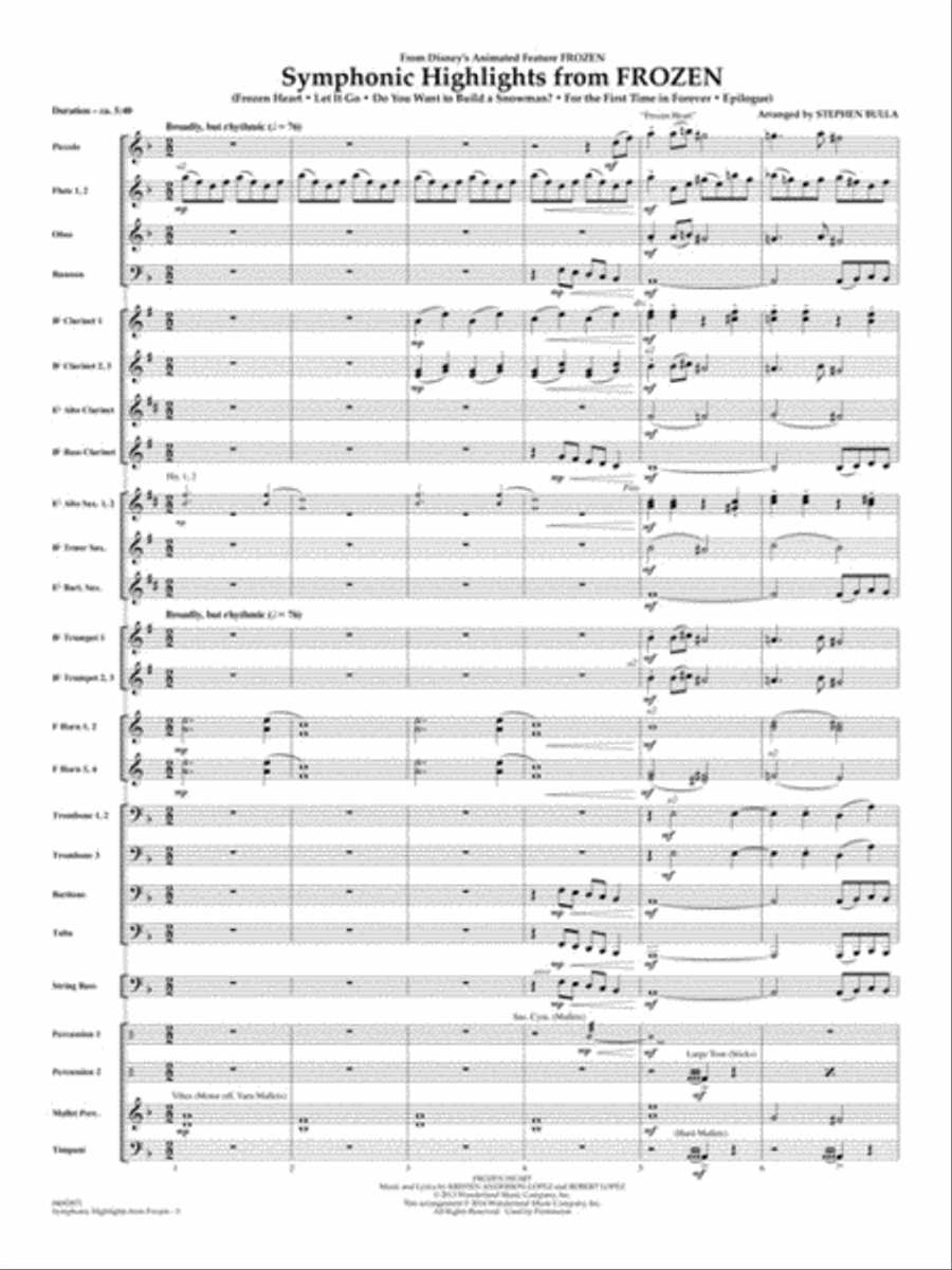 Symphonic Highlights from “Frozen” Concert Band scores gallery preview page 3