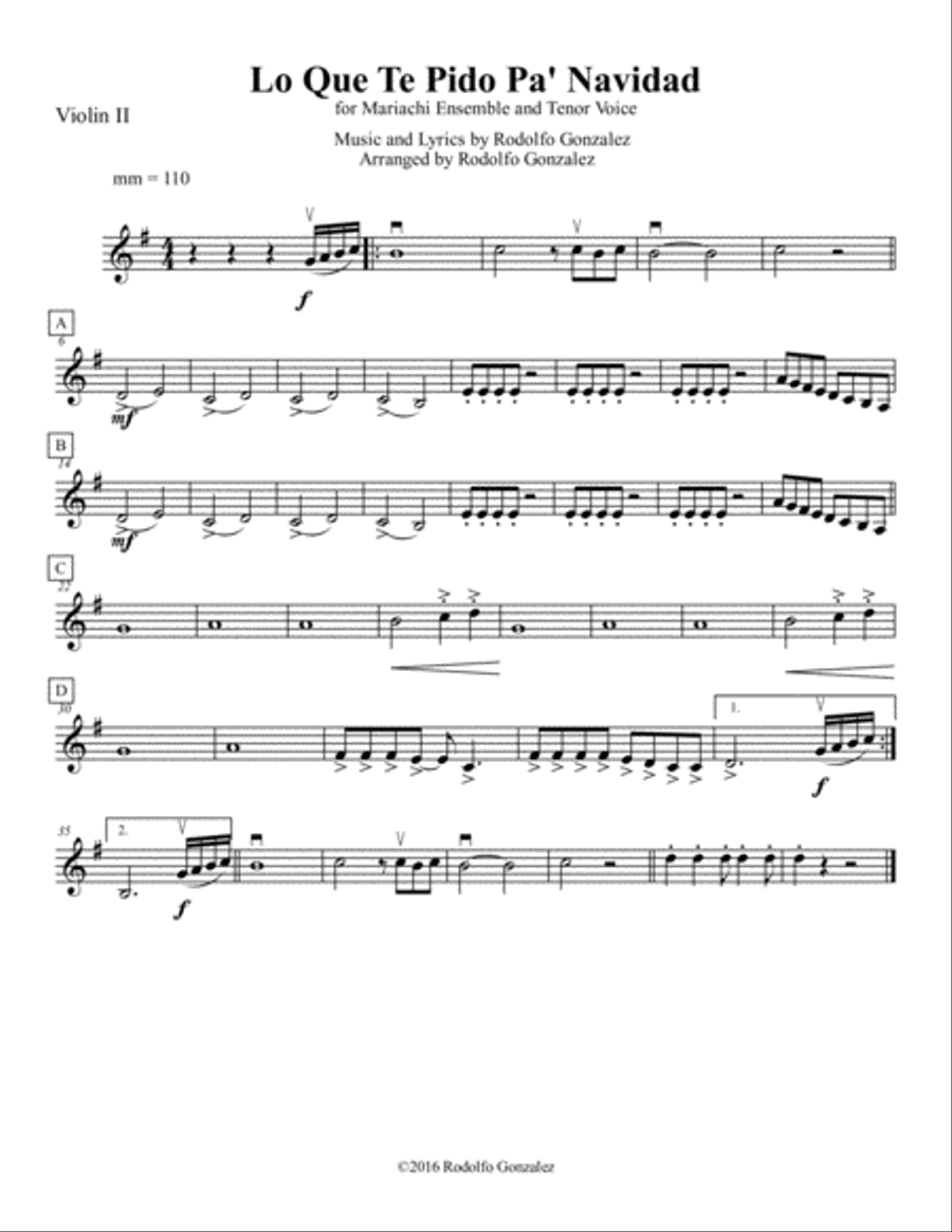 Lo Que Te Pido Pa' Navidad for Mariachi Ensemble and Tenor Voice Small Ensemble scores gallery preview page 6