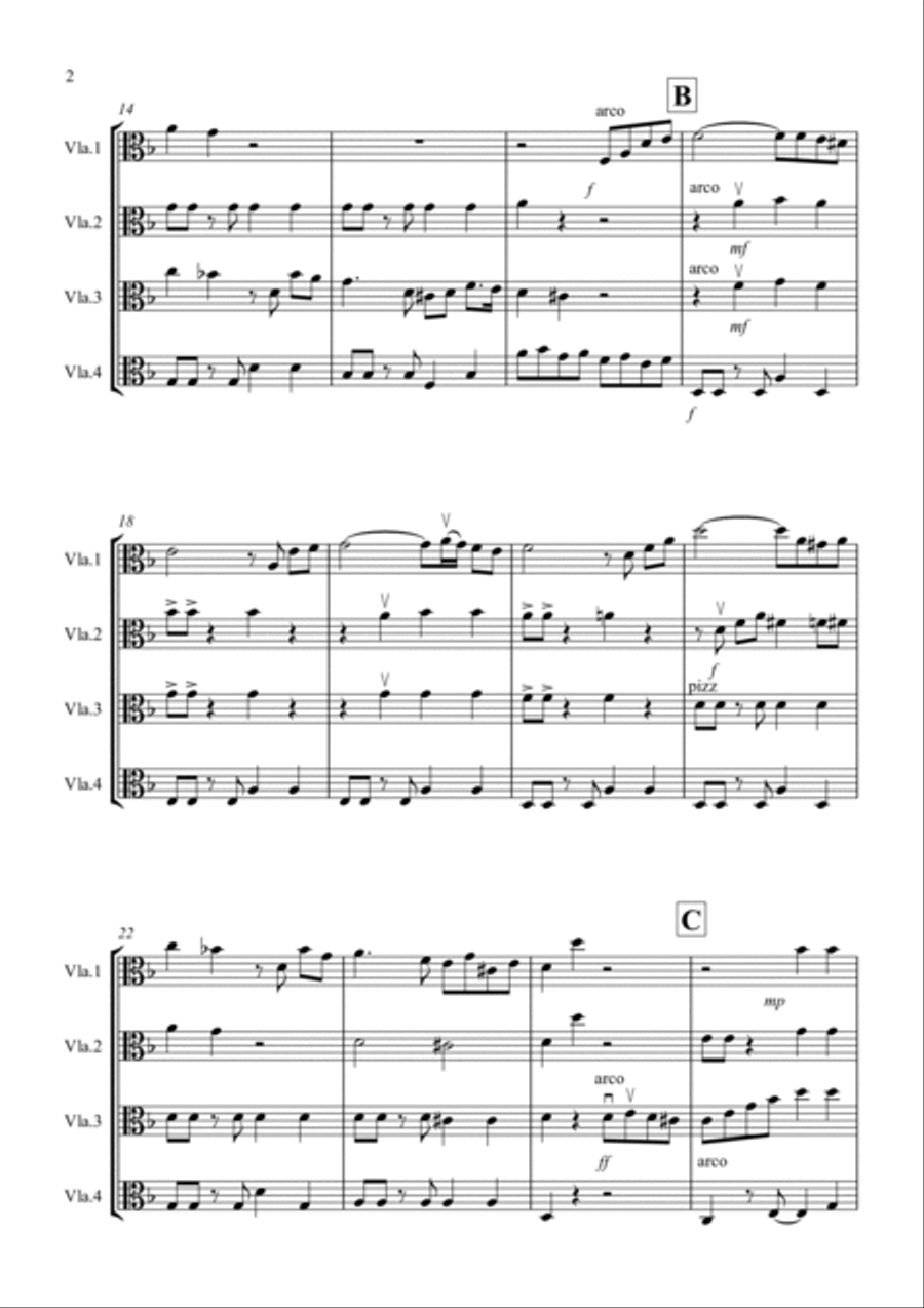 Tasty Tango for Viola Quartet Viola scores gallery preview page 2