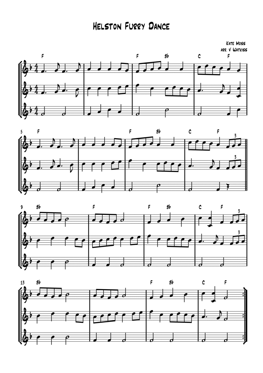 Helston Furry Dance Large Ensemble scores gallery preview page 1