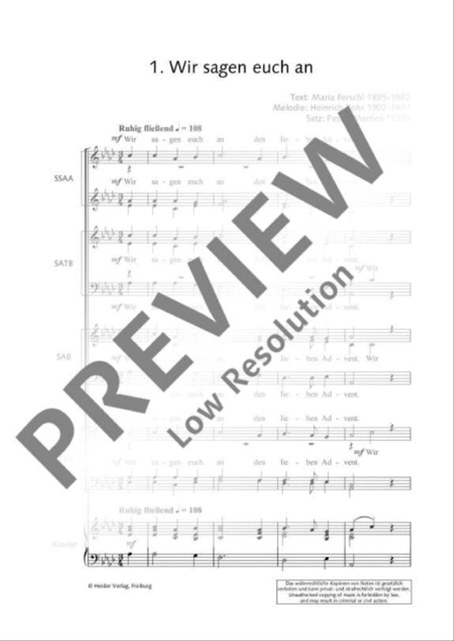 Wir sagen euch an den lieben Advent TTBB scores gallery preview page 2