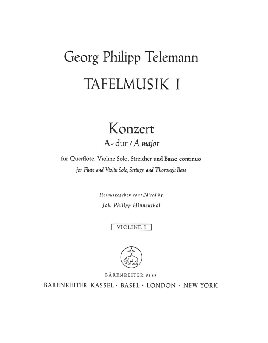 Concerto for Flute, Violin, Violoncello, Strings and Basso Continuo in A major TWV 53:A 2 Flute scores gallery preview page 1