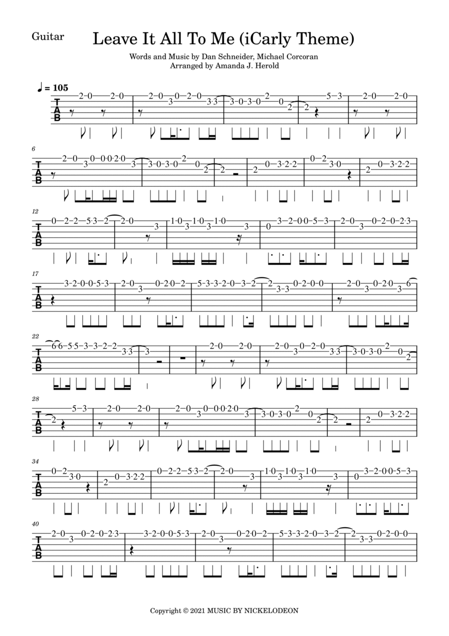 Leave It All To Me (icarly Theme) Electric Guitar scores gallery preview page 1