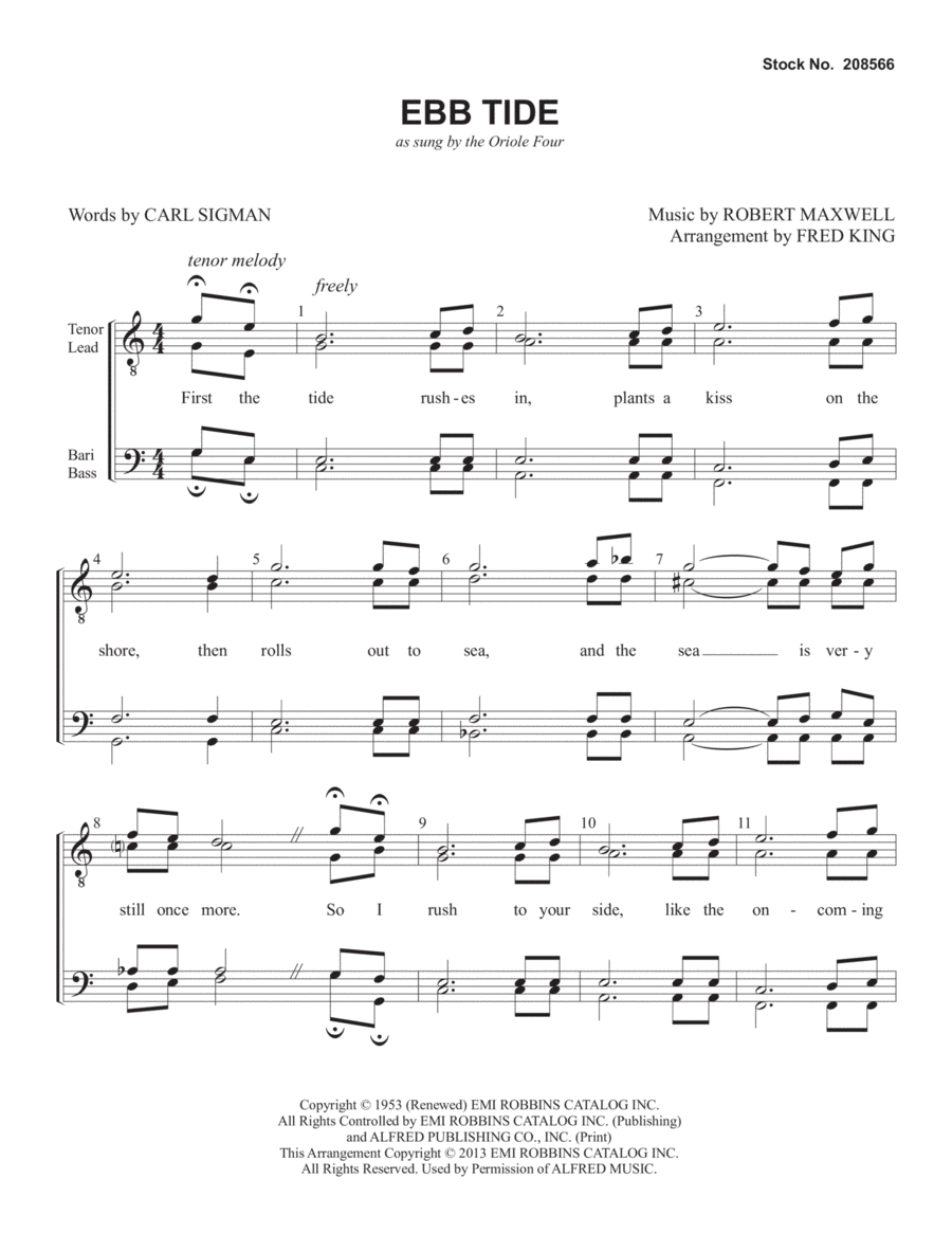 Ebb Tide (arr. Fred King) TTBB scores gallery preview page 1