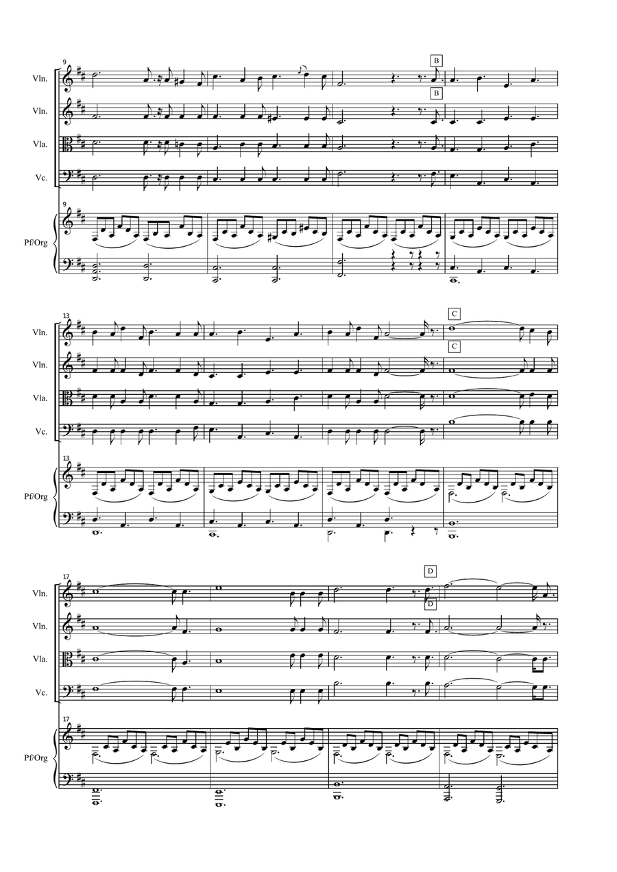 O HOLY NIGHT - Adam - Arr- for String Quartet and Piano/Org. Chamber Orchestra scores gallery preview page 3