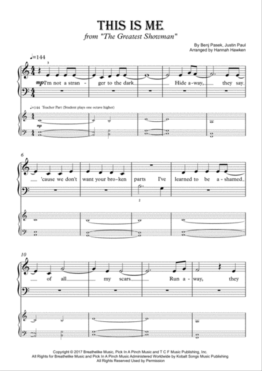 This Is Me Easy Piano scores gallery preview page 2