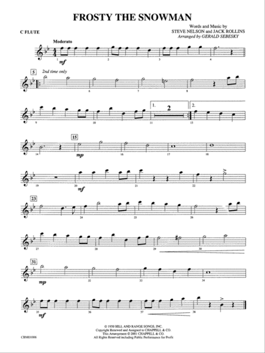 Frosty the Snowman: Flute Concert Band scores gallery preview page 1