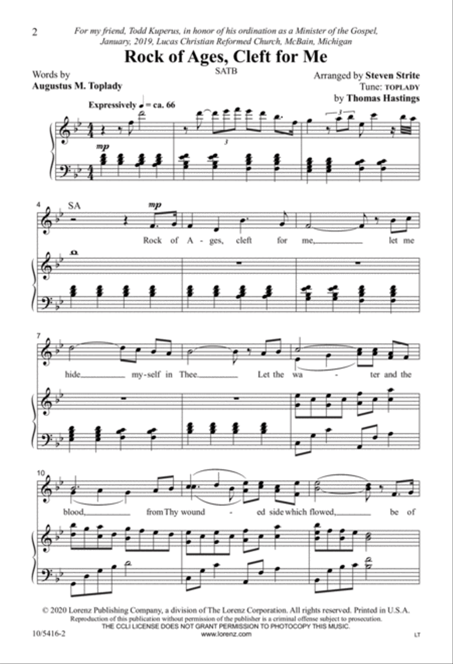Rock of Ages, Cleft for Me 4-Part scores gallery preview page 2