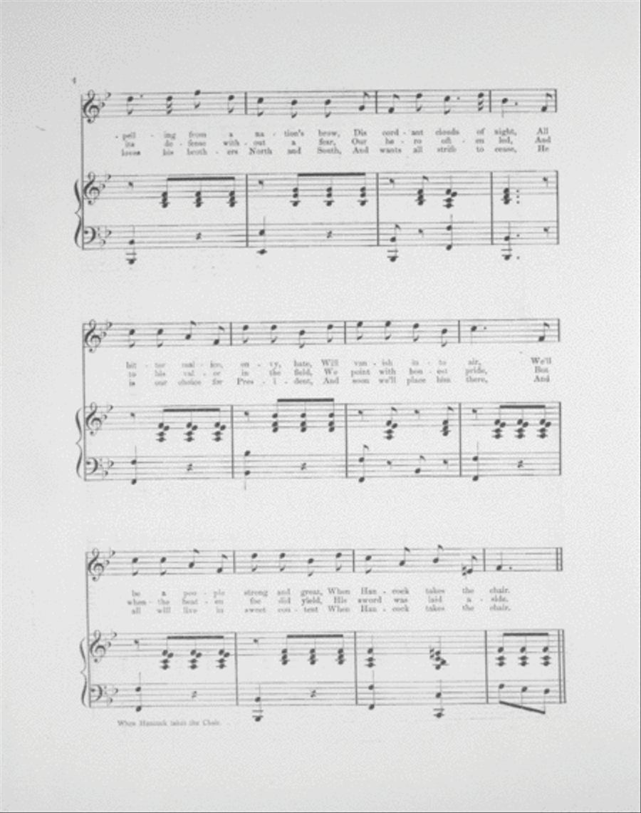 When Hancock Takes The Chair. A Rousing Campaign Song And Chorus Choir scores gallery preview page 3
