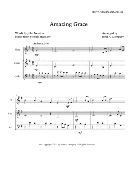 Amazing Grace (Trio for Flute, Violin and Cello) image number null