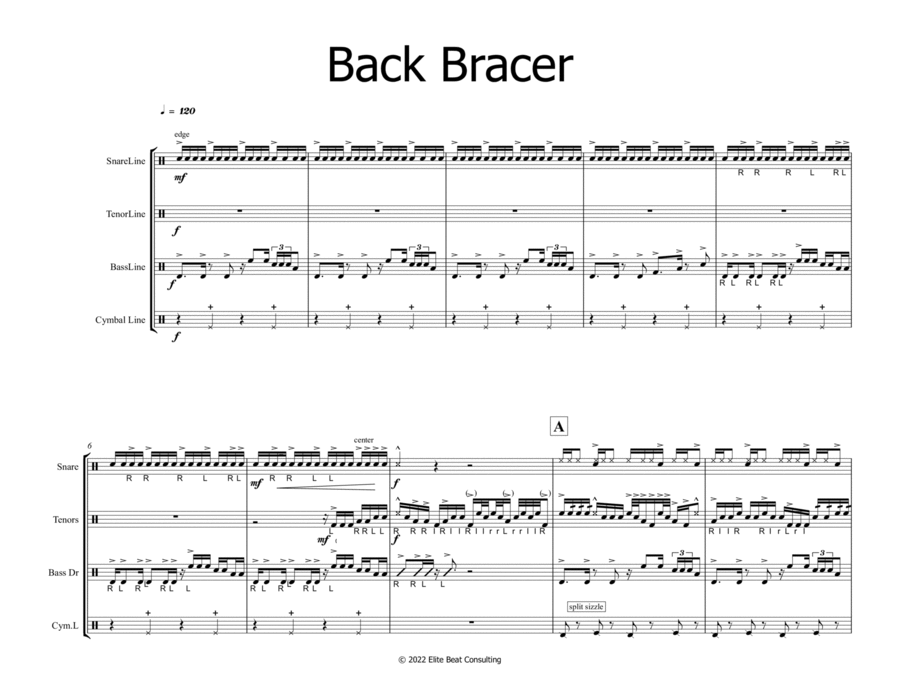 Drum Line Cadence - Back Bracer Percussion Ensemble scores gallery preview page 1