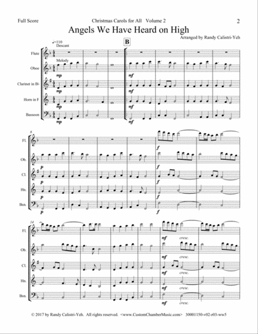 Christmas Carols for All, Volume 2 (for Woodwind Quintet) Woodwind Quintet scores gallery preview page 6