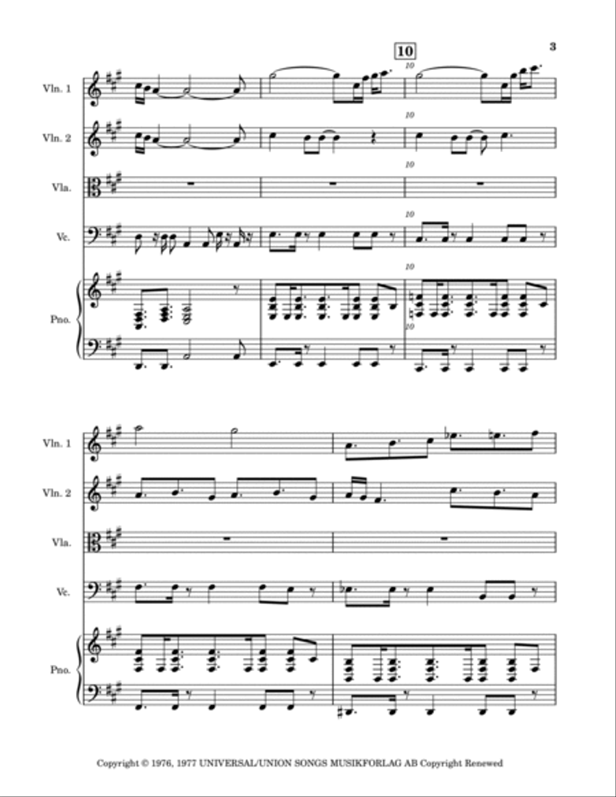 Dancing Queen Piano Quintet scores gallery preview page 3