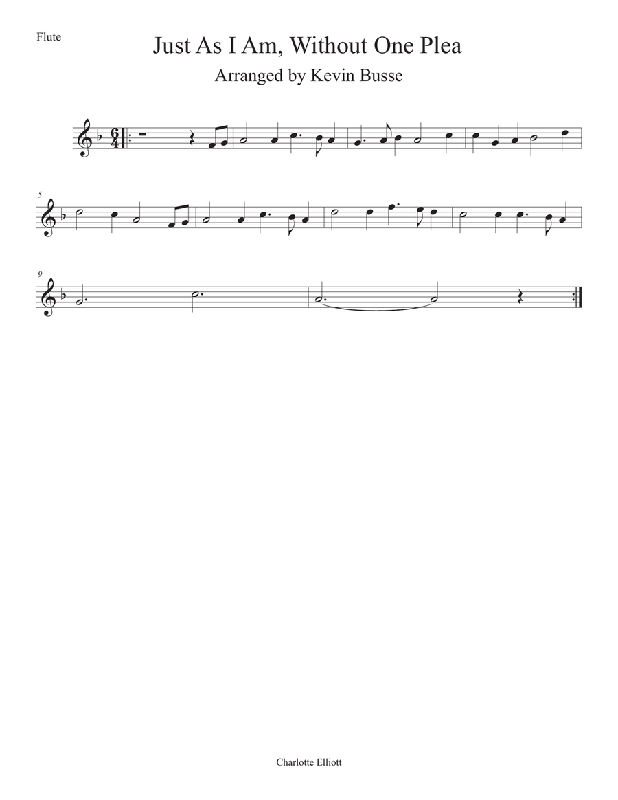 Just As I Am, Without One Plea - Flute Flute Solo scores gallery preview page 1